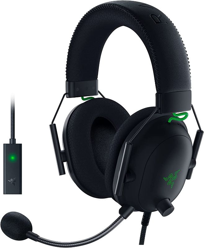 Photo 1 of Razer BlackShark V2 Gaming Headset: THX 7.1 Spatial Surround Sound - 50mm Drivers - Detachable Mic - PC, PS4, PS5, Switch, Xbox One, Xbox Series X & S, Mobile - 3.5 mm Audio Jack & USB DAC - Black
