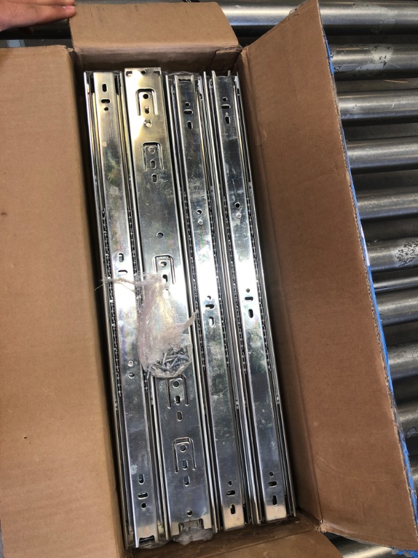 Photo 3 of 10 Pairs of 20 Inch Hardware 3-Section Full Extension Ball Bearing Side Mount Drawer Slides,100 LB Capacity Drawer Slide 20 Inch Zinc Plated