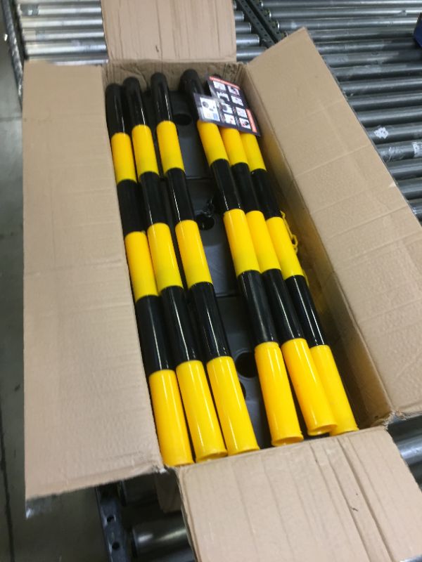 Photo 2 of 6 Pack Traffic Delineator Post Cones with Fillable Base, Adjustable Plastic Safety Barrier with 5Ft Plastic Chain, Outdoor and Indoor Crowd Control Stanchion for Traffic Control and Warning 34 Inch Black&Yellow 6