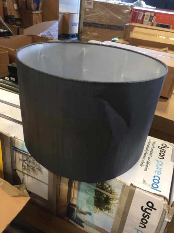 Photo 2 of Aspen Creative 58327B, Drum Uno Lamp Shade, Grey & Black, 17" Top x 17" Bottom x 10" Height, Slip UNO 36mm
