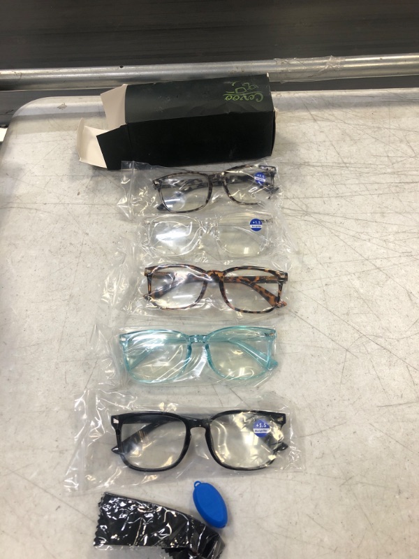 Photo 2 of CCVOO 5 Pack Reading Glasses Blue Light Blocking, Filter UV Ray/Glare Computer Readers Fashion Nerd Eyeglasses Women/Men (*C1 Mix, 1.5) *C1 Mix 1.5 x