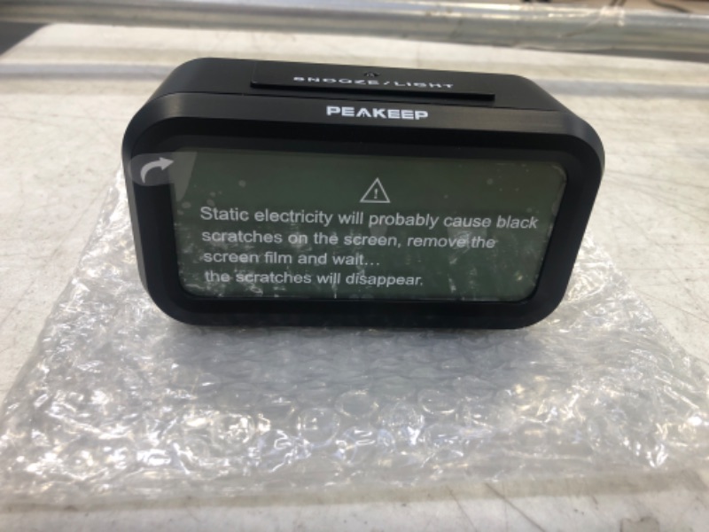 Photo 2 of PEAKEEP Smart Night Light Digital Alarm Clock with Indoor Temperature, Battery Operated Desk Small Clock (Black)