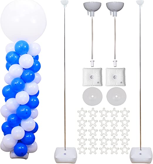 Photo 1 of 2 Set Balloon Column Stand Kits 6.8ft High,With Water Bag And 25Pcs Balloon Clips,For Birthday Party, Baby Shower, Weddings Party, Graduation Decoration,Christmas Decorations