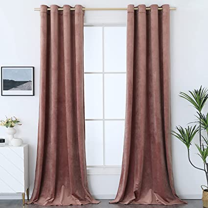 Photo 1 of  Pink Velvet Curtains 84 inches - Elegant Decor Mauve Blackout Curtains Wild Rose Curtains Drapes with Grommet top for Living Room/Daughter Bedroom, Wild Rose, W52 x L84, 2 Panels
Visit the Timeper Store