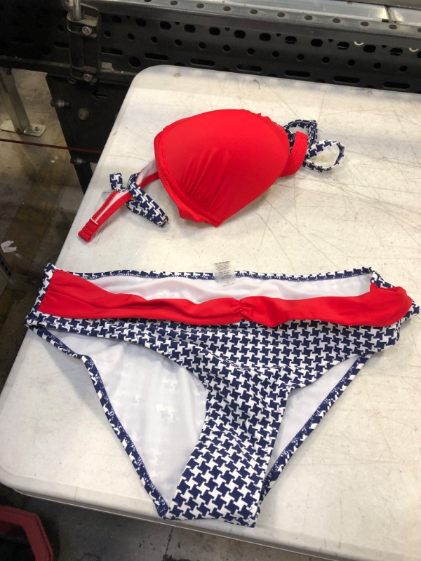 Photo 2 of Astylish Women Push Up Two Piece Bikini Swimsuits Padded Swimwear Bathing Suit Large Red