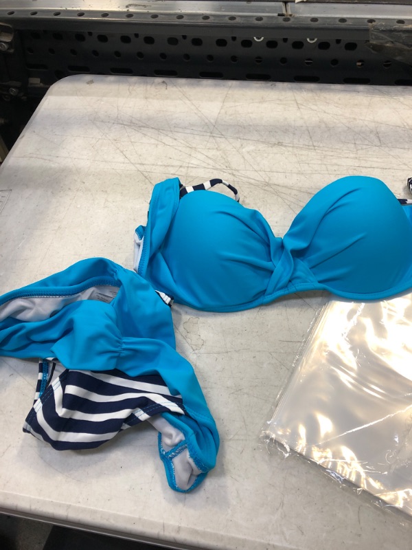 Photo 2 of Astylish Women Push Up Two Piece Bikini Swimsuits Padded Swimwear Bathing Suit Medium Blue