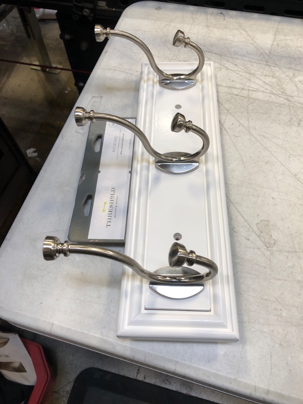 Photo 2 of 16&#34; Hook Rail Elegant - White/Satin Nickel - Threshold&#8482;