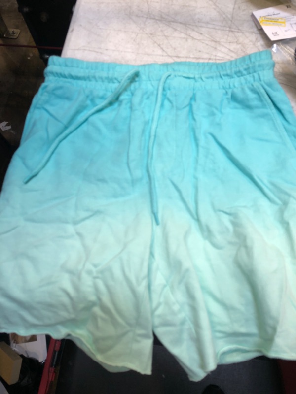 Photo 1 of Adult Regular Fit Stretch Lounge Shorts - Original Use™ Aqua Green/Tie-Dye SIZE XS
