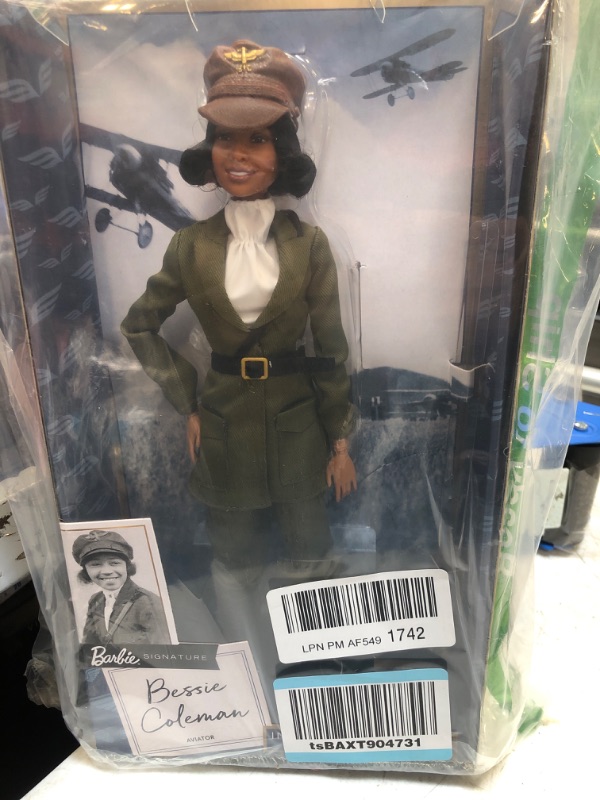 Photo 2 of Barbie Inspiring Women Doll, Bessie Coleman Collectible Dressed in Aviator Suit with Helmet and Goggles