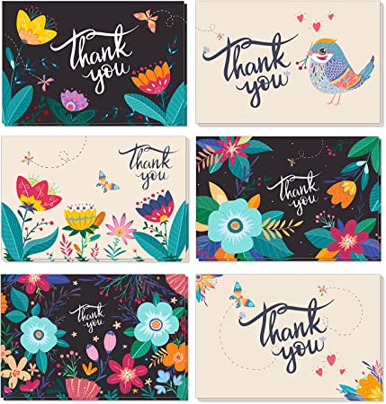 Photo 1 of Lord & Lane - Thank You Cards with Envelopes - 42 Pack - Cute Floral Design Thank You Notes for Baby Showers, Wedding Showers, Birthdays, Graduation, and Any Occasion (4 x 6 In)