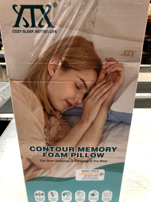 Photo 1 of  Memory Foam Pillow, Contour Pillows for Neck and Shoulder Pain, Ergonomic Orthopedic Sleeping Neck Contoured Support Pillow for Side Sleepers, Back and Stomach Sleepers