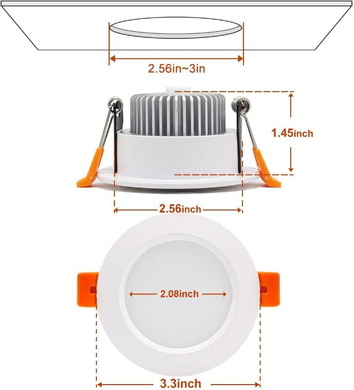 Photo 1 of 
YGS-Tech 3 Inch LED Recessed Lighting Dimmable Downlight, 5W(40W Halogen Equivalent), 5000K Daylight White, CRI80, LED Ceiling Light with LED