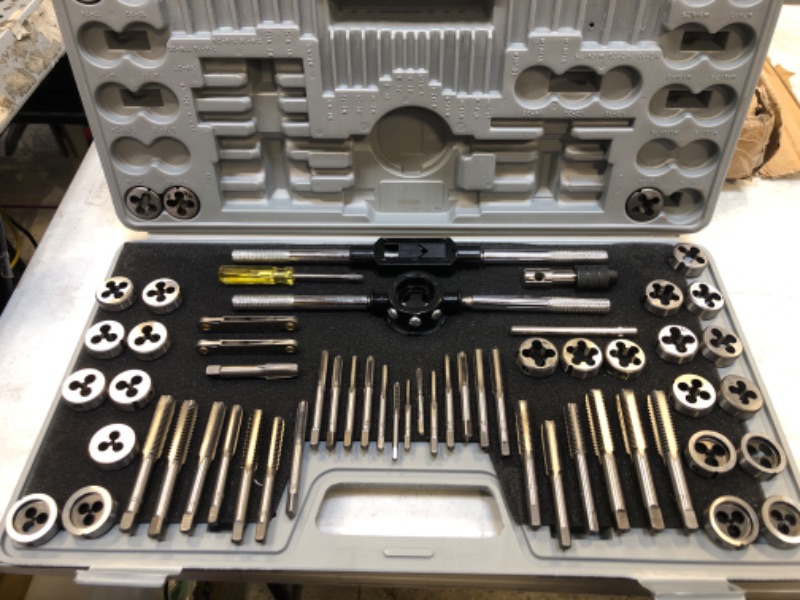 Photo 3 of 60 Piece Metric and SAE Standard Tap and Die Rethread Set Rethreading Kit for Cutting External and Internal Threads Amazing Tour