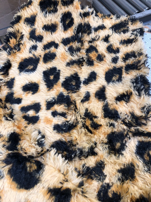 Photo 2 of Amearea Fluffy Leopard Rug, Premium Cheetah Print Rugs, Soft Comfy Faux Fur Animal Print Carpet for Kids Room Bedroom, Living Room, Shaggy Teen Room Home Decor, Khaki 5x8 Feet 5x8 Feet Khaki