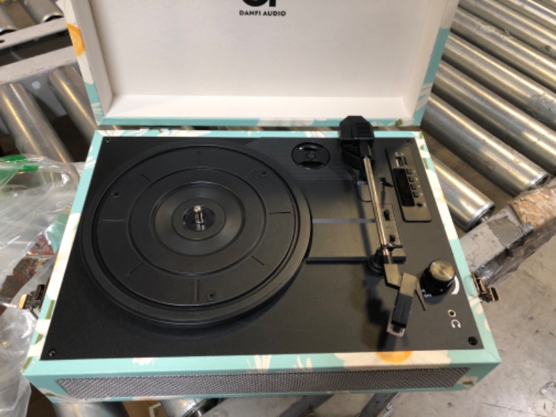 Photo 2 of Vinyl Record Player Bluetooth with Built-in Speakers, Vintage Portable Turntable 3 Speed with USB Recording Headphone/RCA/AUX Jack Floral Suitcase Record Player Teal Floral

PLEASE READ COMMENTS 