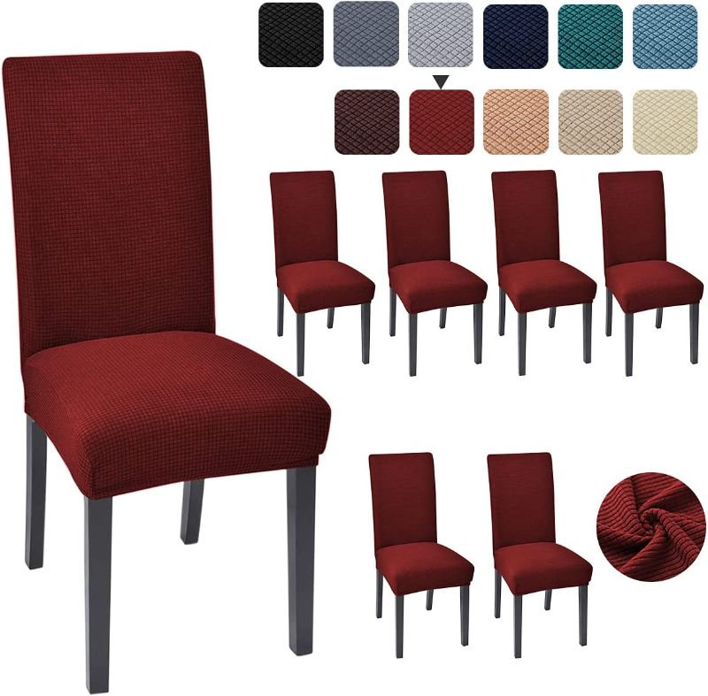 Photo 1 of Aertiavty Chair Covers for Dining Room 6 Pack Kitchen Chair Covers, Dining Room Chair Covers Chair Slipcover Parsons Chair Covers, Burgundy Red