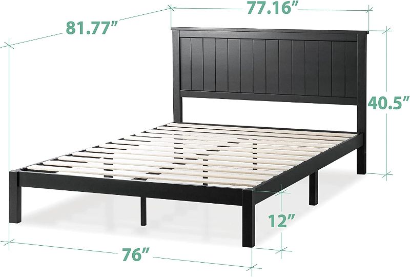 Photo 2 of ZINUS Santiago Wood Platform Bed Frame / Wood Slat Support / No Box Spring Needed / Easy Assembly, King,Black
