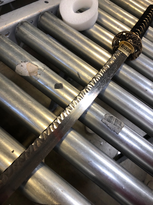 Photo 2 of Handmade Sword - Fully Functional Samurai Katana Sword, Sharp 1095 Carbon Steel Blade, Hand Forged Clay Tempered, Full Tang, Black Scabbard, Certificate Warrior Tsuba