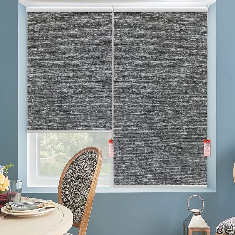 Photo 1 of ALLBRIGHT Roller Shades for Windows, Thermal Insulated Fabric 100% Blackout Window Roller Blinds with Striped Jacquard, Easy to Install(Dark Blue,29'')
