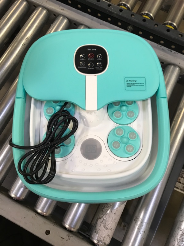 Photo 2 of Niksa Collapsible Foot Spa Bath Massager with Heat, Bubbles,6 Motorized Shiatsu Massage &Temperature Control Pedicure Foot Spa Tub with Mini Acupressure Massage Points for Feet Stress Relief Teal Blue