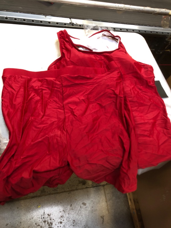 Photo 2 of Daci Women Plus Size Two Piece Tankini Bathing Suit High Waisted Boyshort Racerback Swimsuit SIZE 18 Plus Wine Red