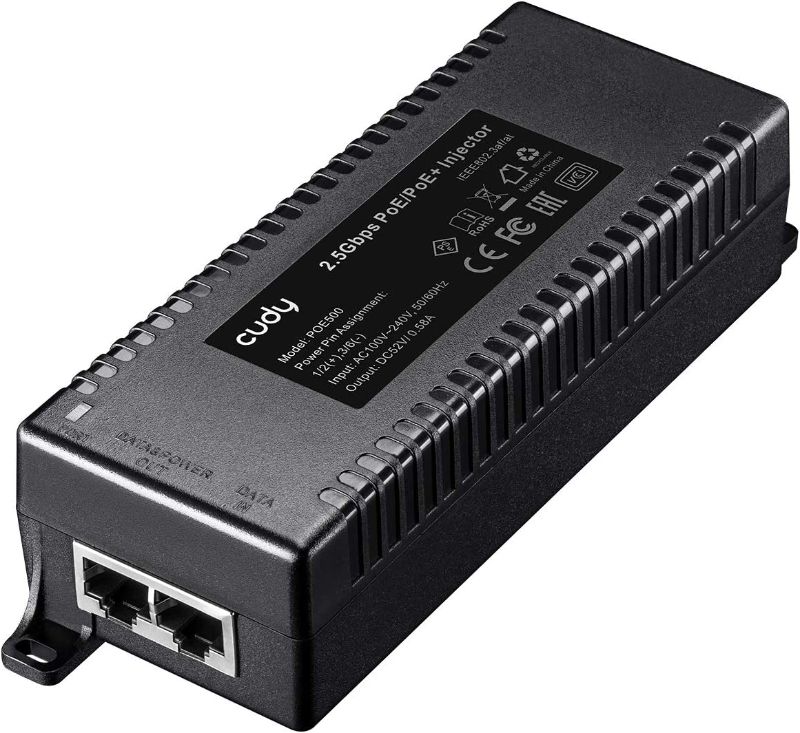 Photo 1 of Cudy POE500 30 Watts 2.5Gbps PoE+ Injector, 802.3 at / 802.3 af PoE Adapter, up to 100 Meters (328 Feet), 10/100/1000M/2.5G RJ-45, Wall Mount, Plug and Play
