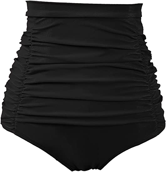 Photo 1 of COCOPEAR Women's Ruched High Waisted Bikini Bottom Retro Vintage Swim Short Tankinis SIZE LARGE
