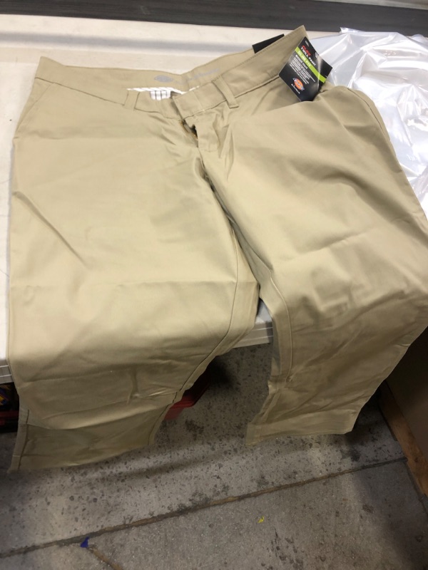 Photo 2 of Dickies Women's Flat Front Stretch Twill Pant Slim Fit Bootcut SIZE 8 Short Desert Sand