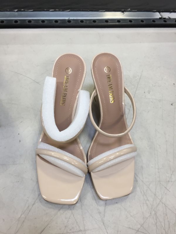 Photo 2 of Dream Pairs Women S Slides Wedge Sandals Tow Strap Square Open Toe Dress Shoes SDPW2224W NUDE Size 7.5
