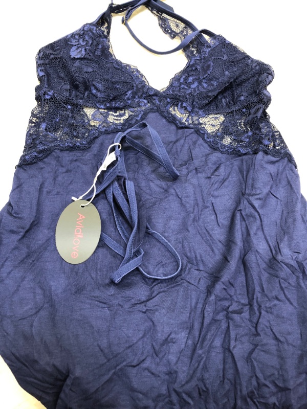 Photo 2 of Avidlove Women Lingerie Lace Chemise Sleepwear Babydoll Teddy Lingerie Blue Medium