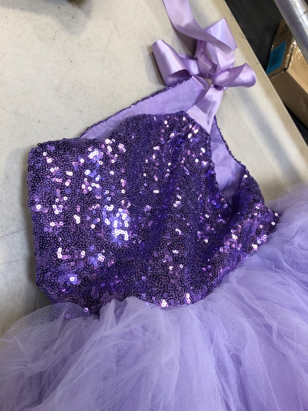 Photo 1 of  Girls Dress Sequin Lace Wedding Party Flower Dress Bx2823-purple 4-5T (SEE 2ND PHOTO FOR ACTUAL STYLE/DESIGN)  