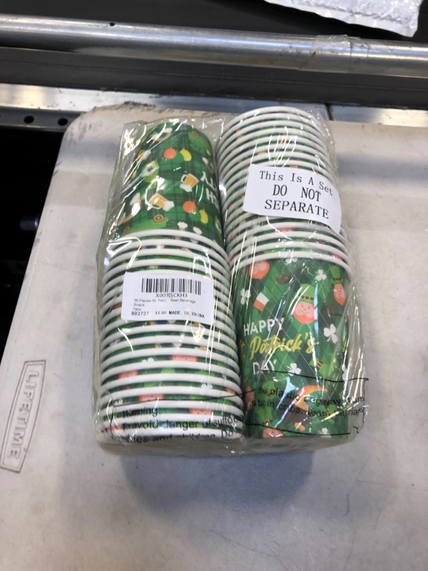 Photo 2 of 36 Pieces St. Patrick's Day Paper Cups 12 oz Shamrock Clover Coffee Cups Green Irish Theme Disposable Cups for St. Patrick's Day Party Supplies Coffee Beer Beverage Snack