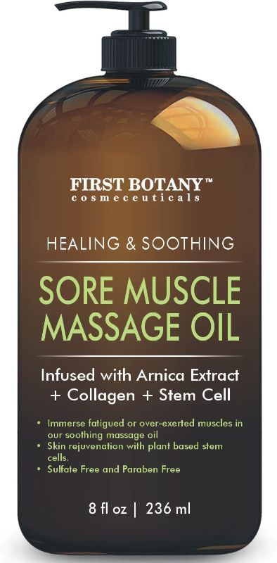 Photo 1 of Arnica Sore Muscle Massage Oil - for Massage Therapy &amp; Best Natural Therapy Oil with Lavender, Mint &amp; Chamomile
