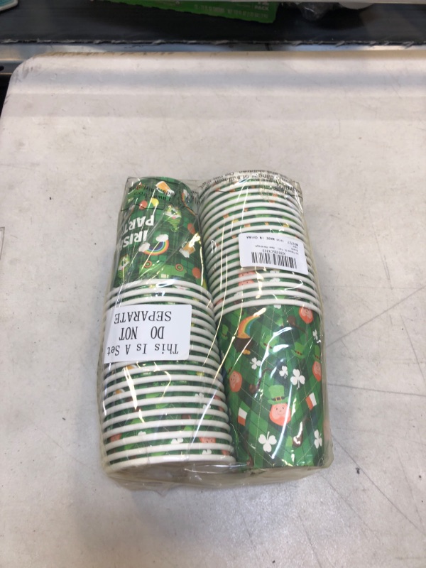 Photo 2 of 36 Pieces St. Patrick's Day Paper Cups 12 oz Shamrock Clover Coffee Cups Green Irish Theme Disposable Cups for St. Patrick's Day Party Supplies Coffee Beer Beverage Snack