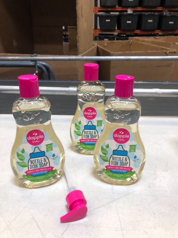 Photo 2 of Dapple Baby, Bottle and Dish Soap Dish Liquid Plant Based Hypoallergenic 1 Pump Included, Packaging May Vary, Fragrance Free, 16.9 Fl Oz (Pack of 3) Fragrance Free 16.9 Fl Oz (Pack of 3)