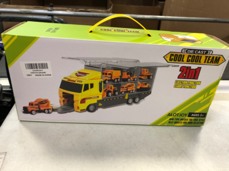 Photo 2 of zoordo Construction Truck Toys Sets,11 in 1 Mini Die-Cast Truck Vehicle Car Toy in Carrier Truck,Gifts for 3 + Years Old Kids Boys Girls*****Factory Sealed****