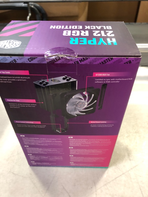 Photo 3 of Cooler Master Hyper 212 Black Edition RGB CPU Air Cooler, SF120R RGB Fan, Anodized Gun-Metal Black, Brushed Nickel Fins, 4 Copper Direct Contact Heat Pipes for AMD Ryzen AM4/Intel LGA1700/1200/1151 Hyper 212 BE RGB (LGA1700) 4 Heat Pipes**Factory Sealed**