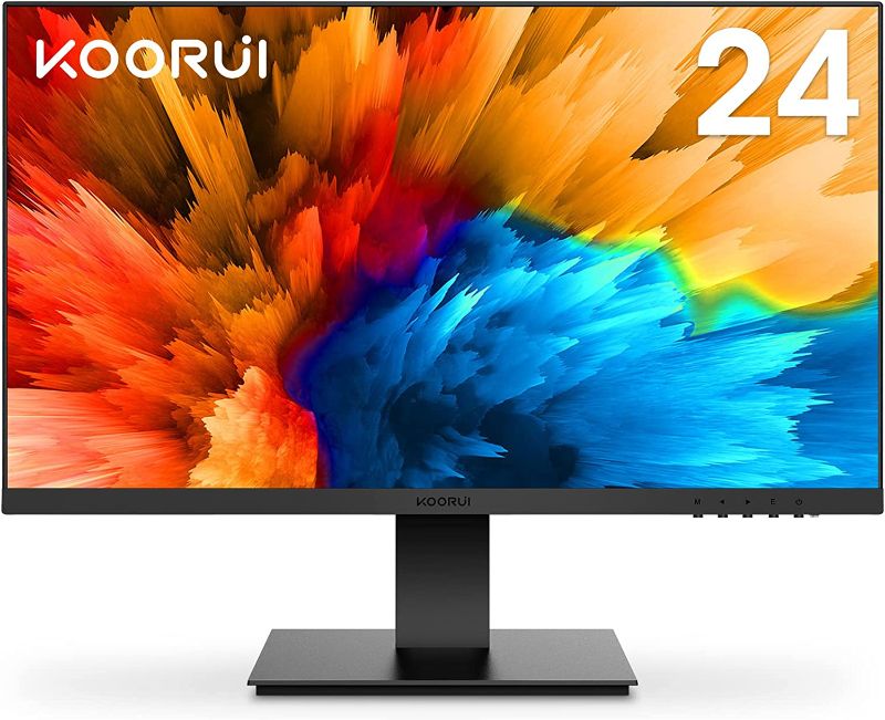 Photo 1 of KOORUI 24 Inch Computer Monitor, FHD 1920 x 1080p Office PC Monitor IPS Display 75Hz, HDMI, VGA, 75 x 75 mm VESA Mountable, Frameless, Eye Protection and Ergonomic Tilt Adjustment
