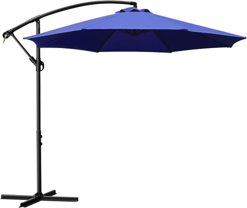 Photo 1 of 10Ft Outdoor Adjustable Offset Cantilever Hanging Patio Umbrella (Navy Blue)