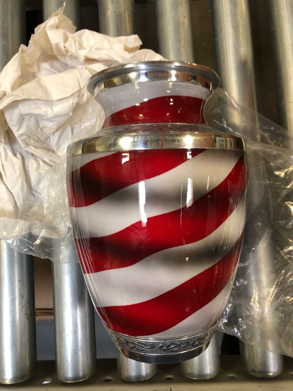 Photo 4 of American Flag Patriotic and Veteran Cremation Urns for Human Ashes Adult Male | Funeral Decorative Urn for Men Carefully Handcrafted with Necklace, Police Dog K9 Army Firefighter American Flag Large