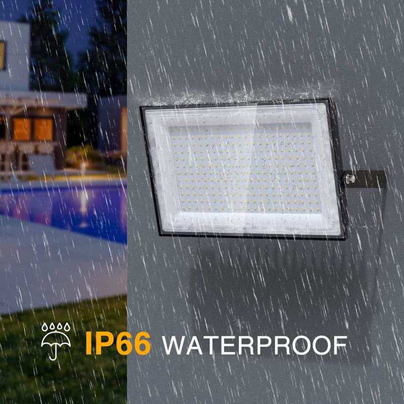 Photo 1 of  200W LED Flood Lights Outdoor, 18000lm Super Bright Security Light, IP66 Waterproof Outdoor Flood Light, 6500K Daylight White Floodlight for Yard, Garden, Basketball Court, Arena, Lawn 17in x 7in 