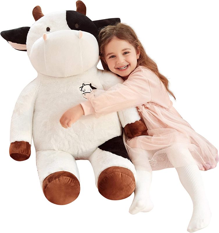 Photo 1 of IKASA Giant Cow Stuffed Animal Jumbo Cow Plush Toy (White, 30 inches)
