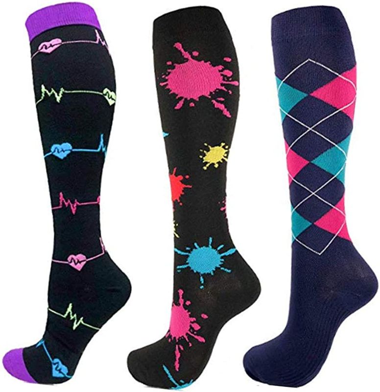 Photo 1 of 3 Pairs Compression Socks Pack - Best Medical, Nursing, Travel & Flight Socks - Running & Fitness - 15-20mmHg
