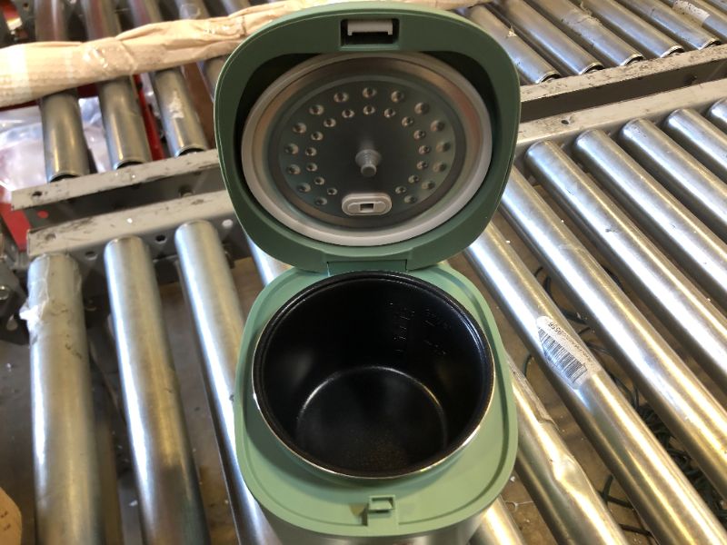 Photo 3 of CHACEEF Mini Rice Cooker 2-Cups Uncooked, 1.2L Portable Non-Stick Small Travel Rice Cooker, Smart Control Multifunction Cooker with 24 Hours Timer Delay & Keep Warm Function, Food Steamer, Green
