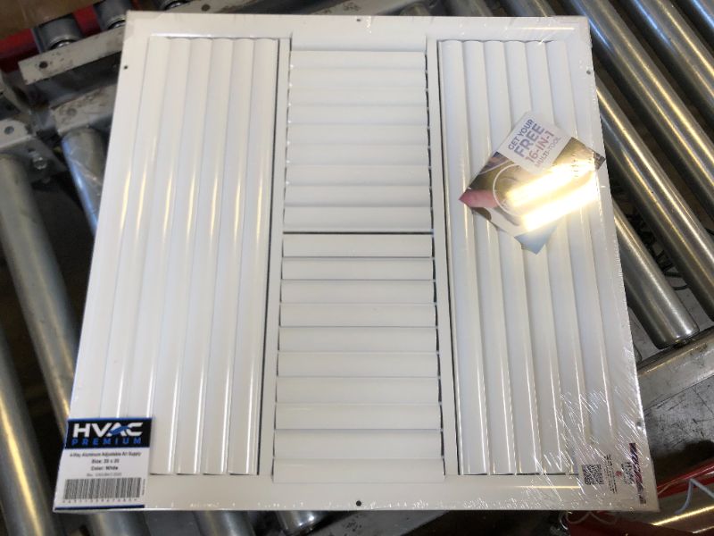 Photo 2 of 20"w X 20"h 4-Way Aluminum Curved Blade Adjustable Air Supply HVAC Diffuser - Full Control Vertical/Horizontal Airflow Direction - Vent Duct Cover [Outer Dimensions: 21.65"w X 21.65"h] 20 x 20
