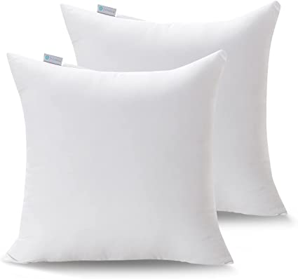 Photo 1 of Acanva Decorative Throw Pillow Inserts for Sofa, Bed, Couch and Chair, Square Euro Sham Form Stuffer with Premium Polyester Microfiber, 2 Count (Pack of 1), White  *** ONE PILLOW HAS SOME MARKING FROM PACKAGING ***
