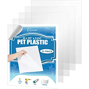 Photo 1 of (5 Pack) PET Sheet Panels - 16" x 20" x 0.04" Clear Acrylic Sheet-Quality Shatterproof, Lightweight, and Affordable Glass Alternative Perfect for Poster Frames, Counter Barriers, and Pet Barriers
