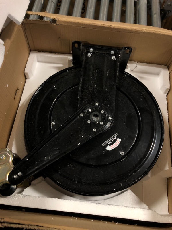 Photo 2 of AmazonCommercial Grease Hose Reel Retractable Heavy Duty 1/4" x 50' Premium SAE.100R2AT High Pressure Hose Max 5800 PSI,Squid Ink, Daisy,17.5x8.5x19.8
