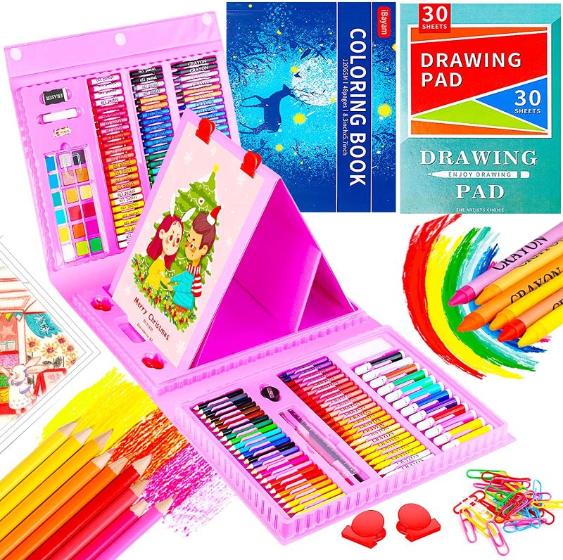 Photo 1 of iBayam Art Kit, Art Supplies Drawing Kits, Arts and Crafts for Kids, Gifts for Teen Girls Boys 6-8-9-12, Art Set Case with Trifold Easel, Sketch Pad, Coloring Book, Pastels, Crayons, Pencils
