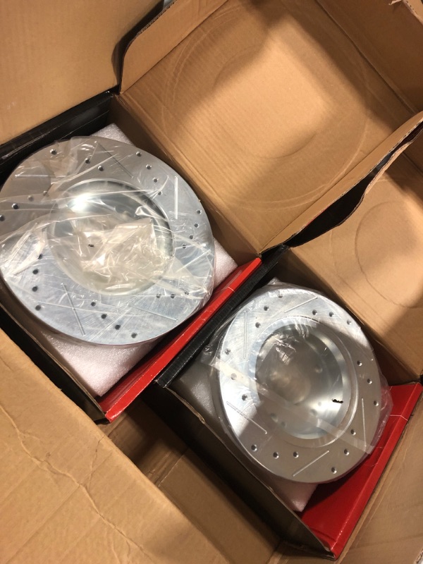 Photo 2 of A-Premium Front and Rear Drilled and Slotted Disc Brake Rotors Set Compatible with Honda Accord LX EX 2003-2007 L4 2.4L Not for HYBRID 4-PC Set
